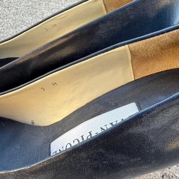 Evan Picone Black Leather Pointed Toe Pumps - Size 7M - Picture 4 of 8